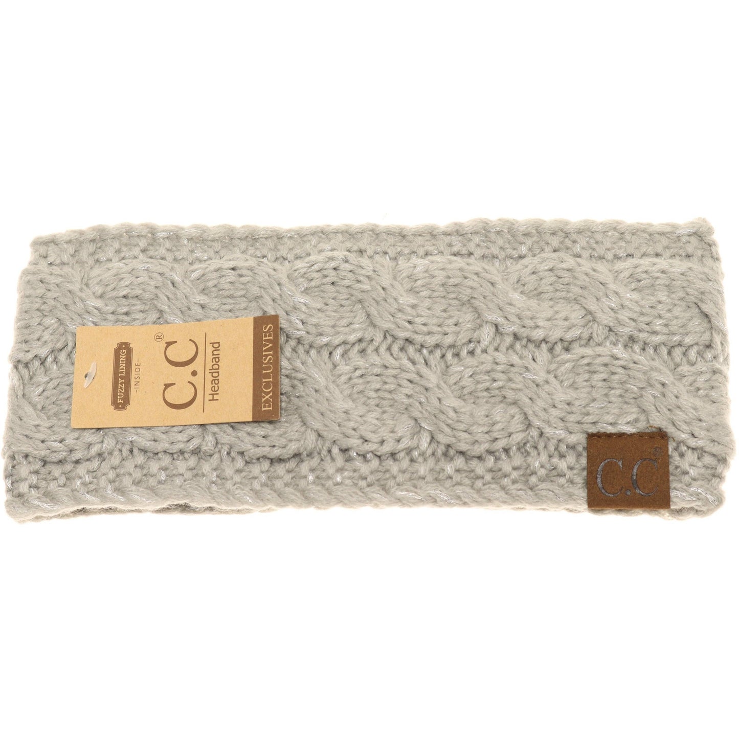 Metallic Cable Knit CC Women's Fashion Headband