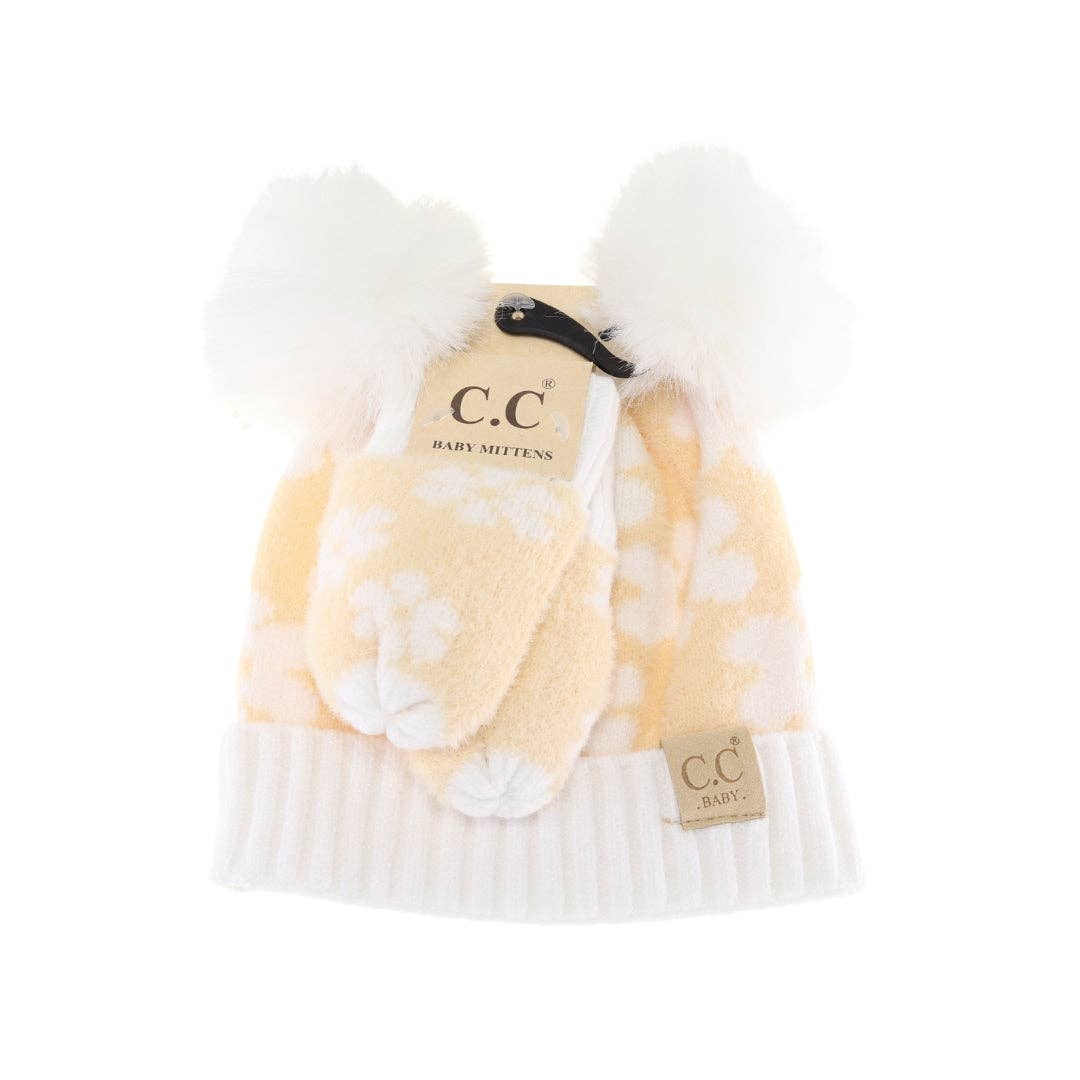BABY Daisy C.C Pom Pom Beanie and Glove Set