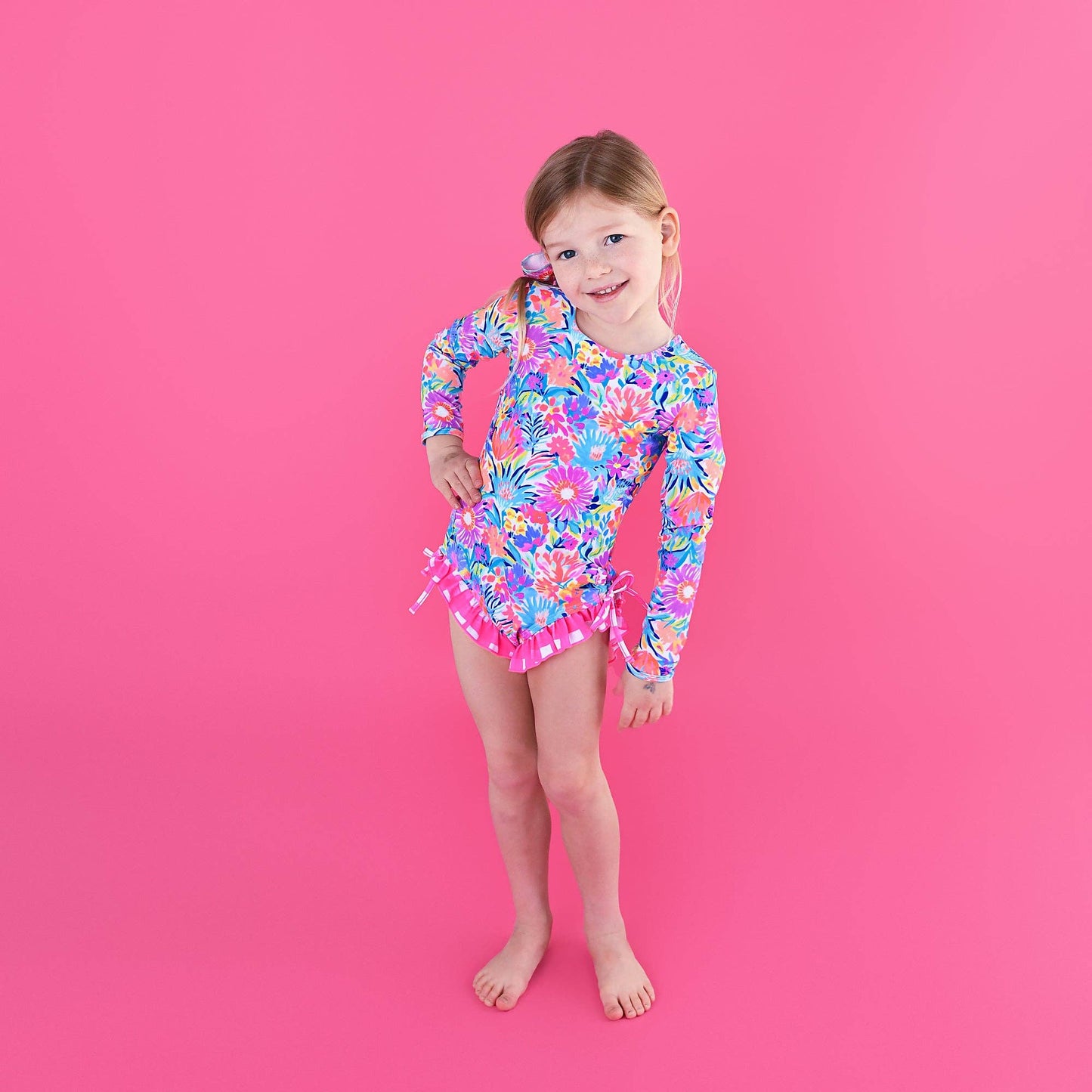 Megan Floral LONG SLEEVE RASH GUARD SWIMSUIT