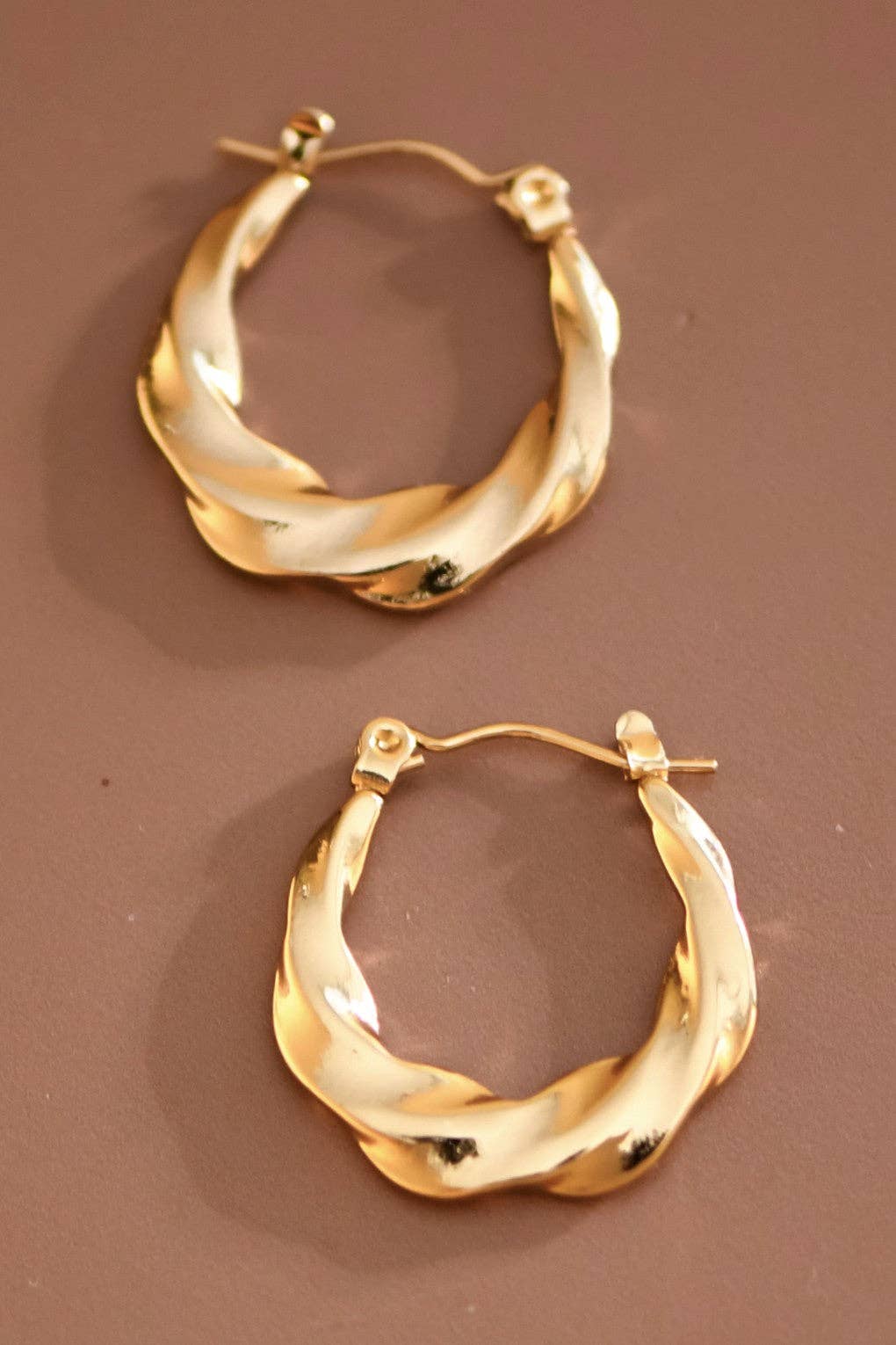 18K Gold Plated Waterproof Stainless Steel Hoop Earrings