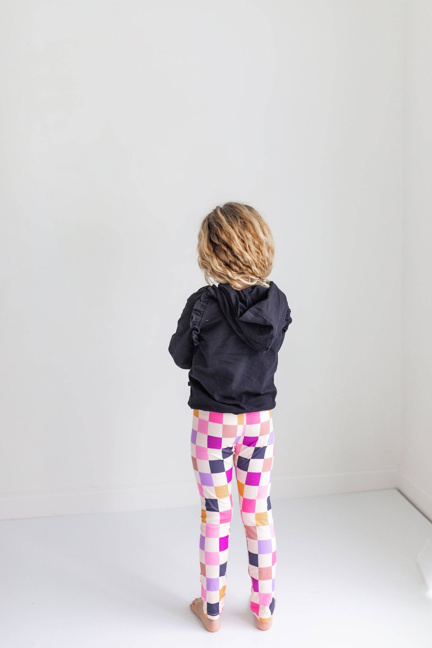 Ruffle Hoodie & Checkered Leggings Set