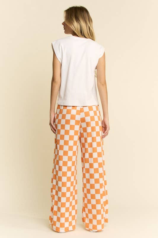 CHECKERED KNIT PANTS
