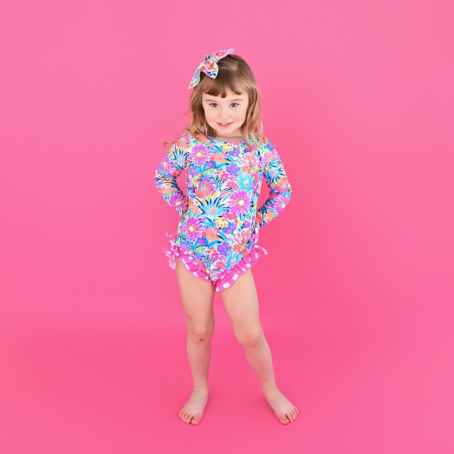 Megan Floral LONG SLEEVE RASH GUARD SWIMSUIT