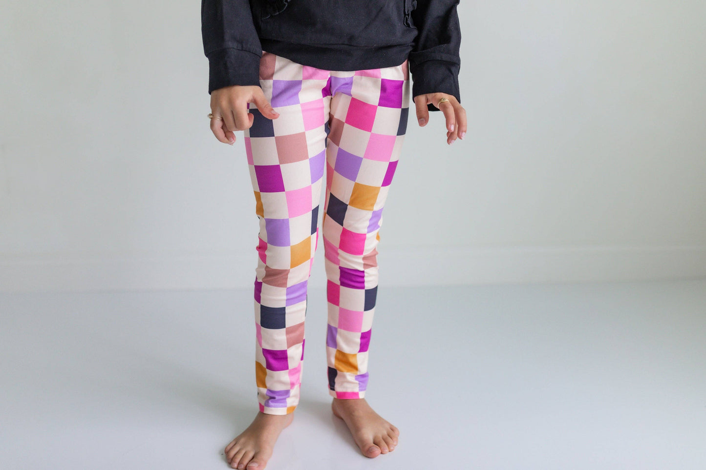 Ruffle Hoodie & Checkered Leggings Set