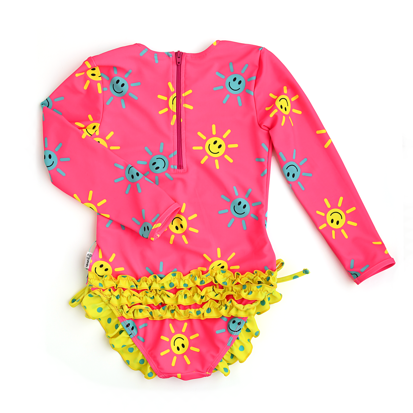Brittany Smiley Faces LONG SLEEVE RASH GUARD SWIMSUIT