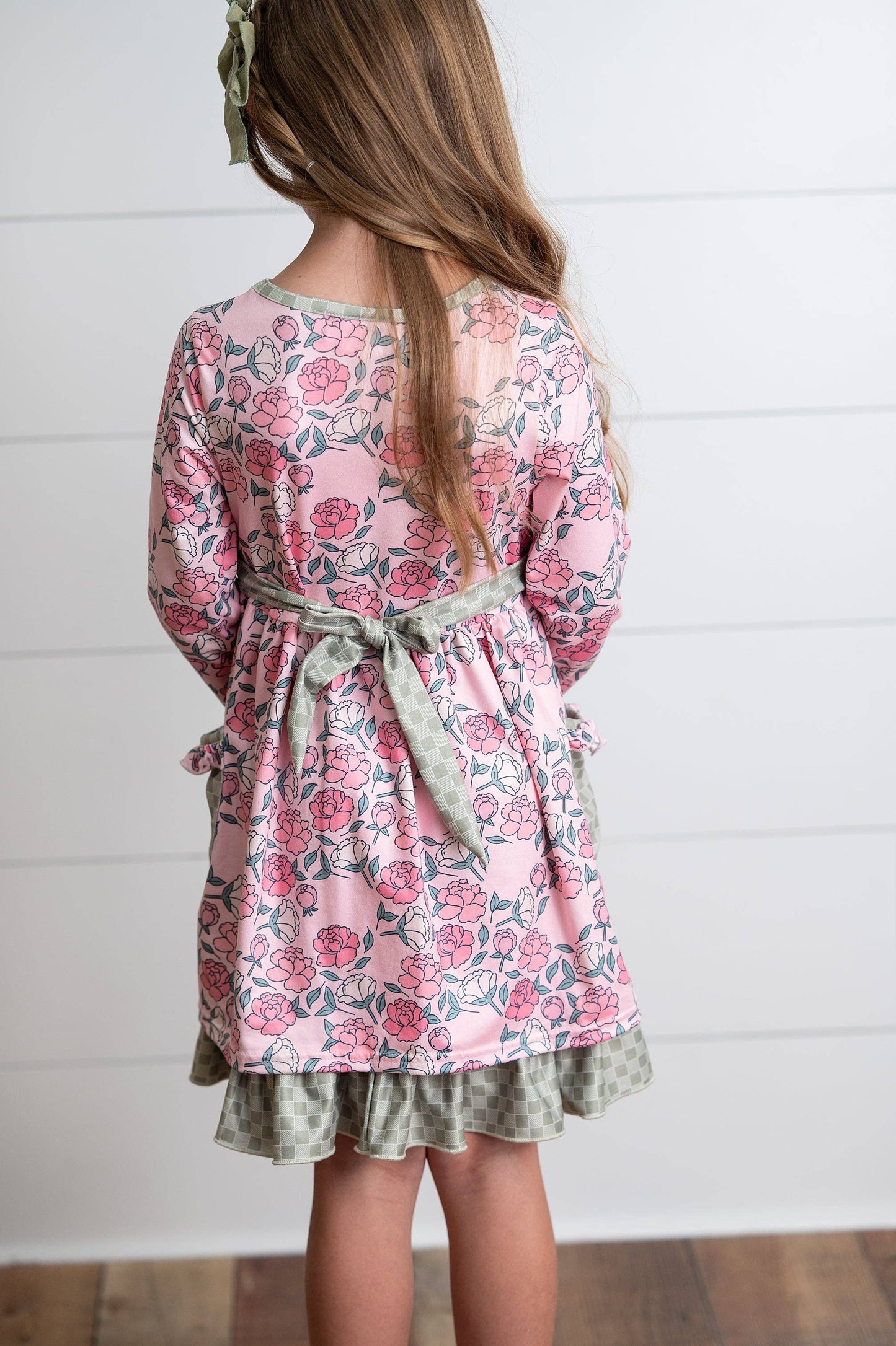 Rose Floral & Sage Check Dress