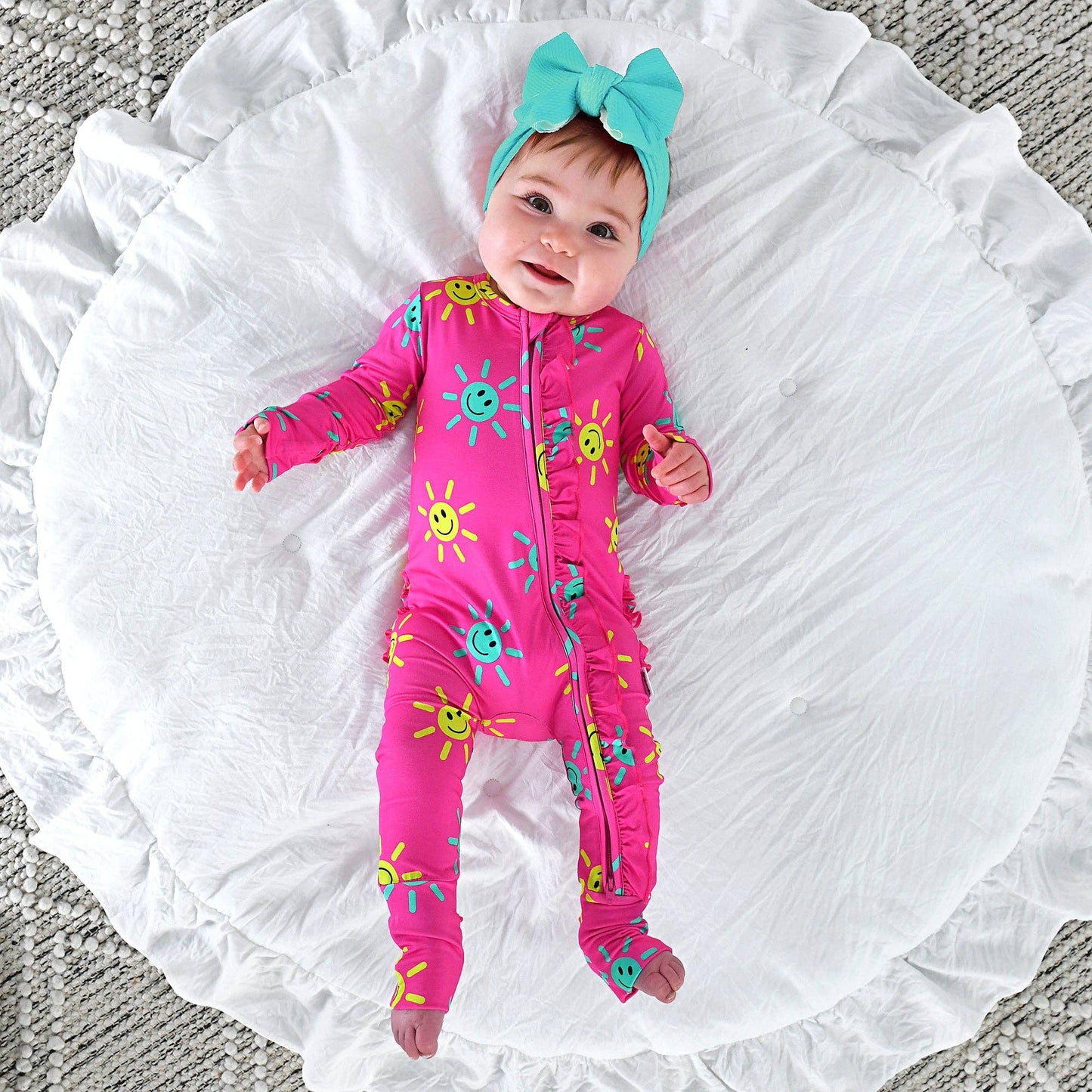 Brittany Smiley Face Ruffle Zip