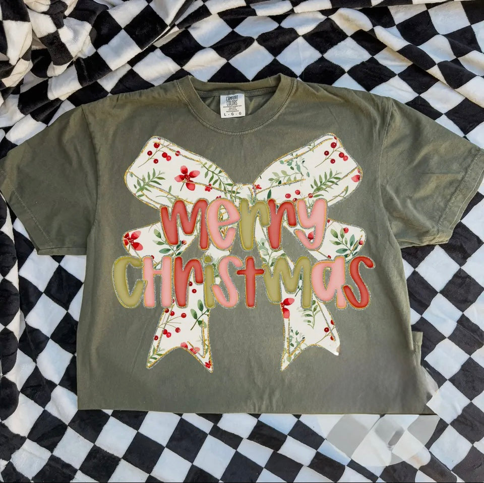 Merry Christmas Bow Tee