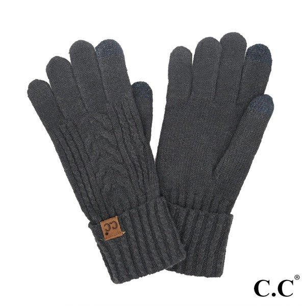 Solid Cable Knit CC Women's Gloves