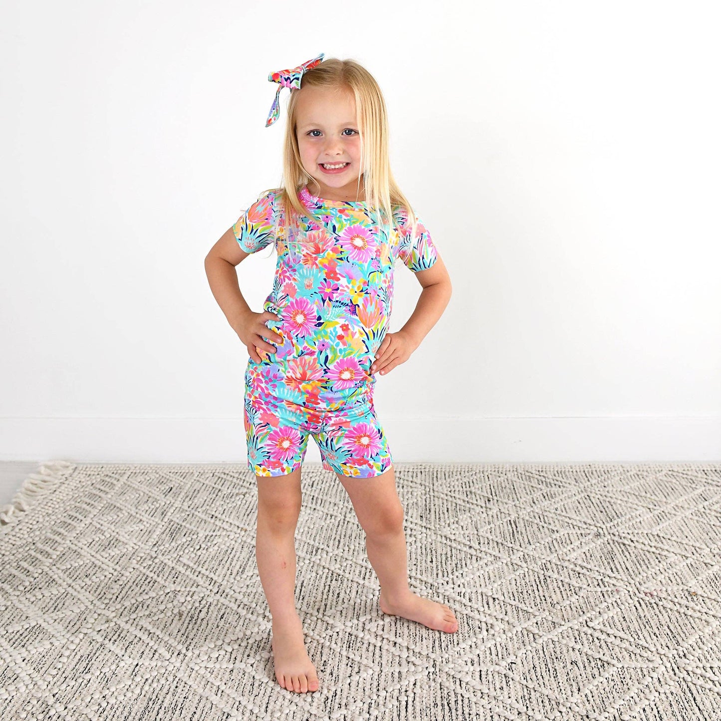 Megan Floral Two Piece - Shorts Bamboo Kids Lounge Outfit