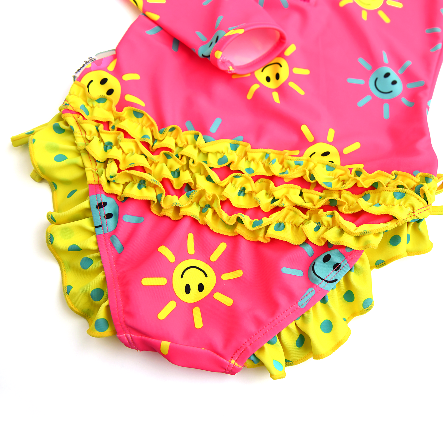 Brittany Smiley Faces LONG SLEEVE RASH GUARD SWIMSUIT