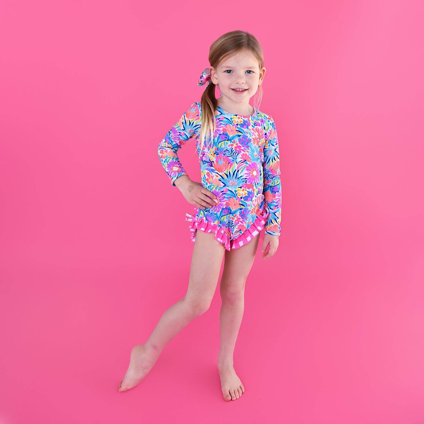 Megan Floral LONG SLEEVE RASH GUARD SWIMSUIT