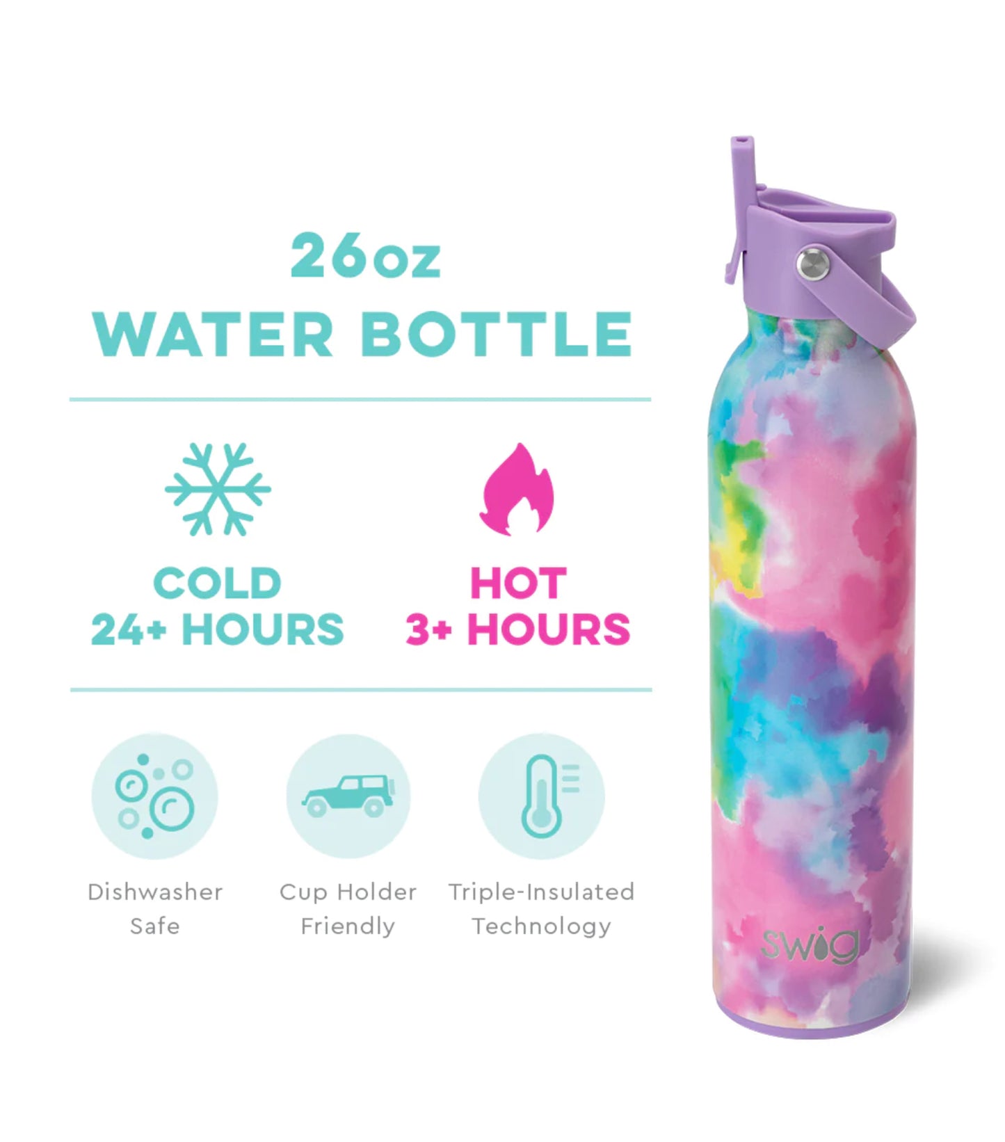 Flip & Sip Water Bottle 26oz in Cloud Nine