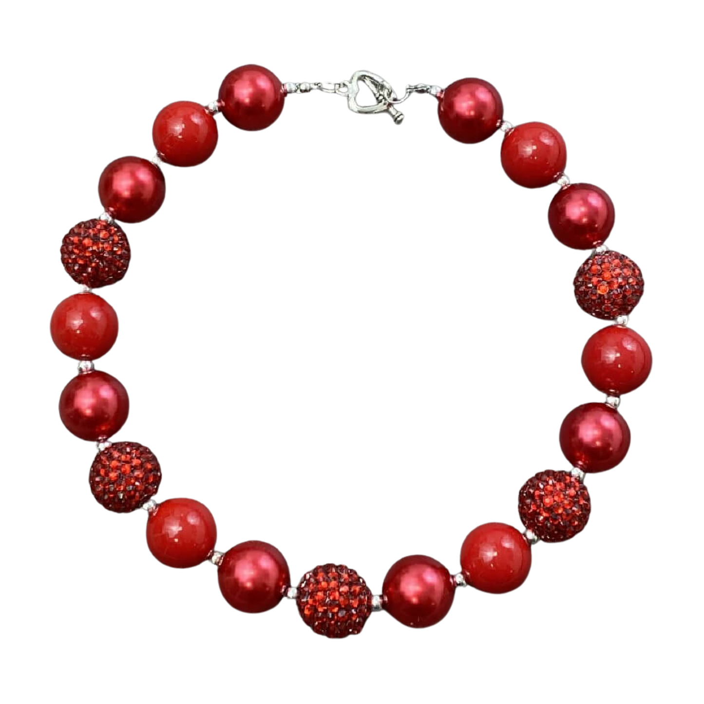 Red Rhinestone Chunky Bead Necklace