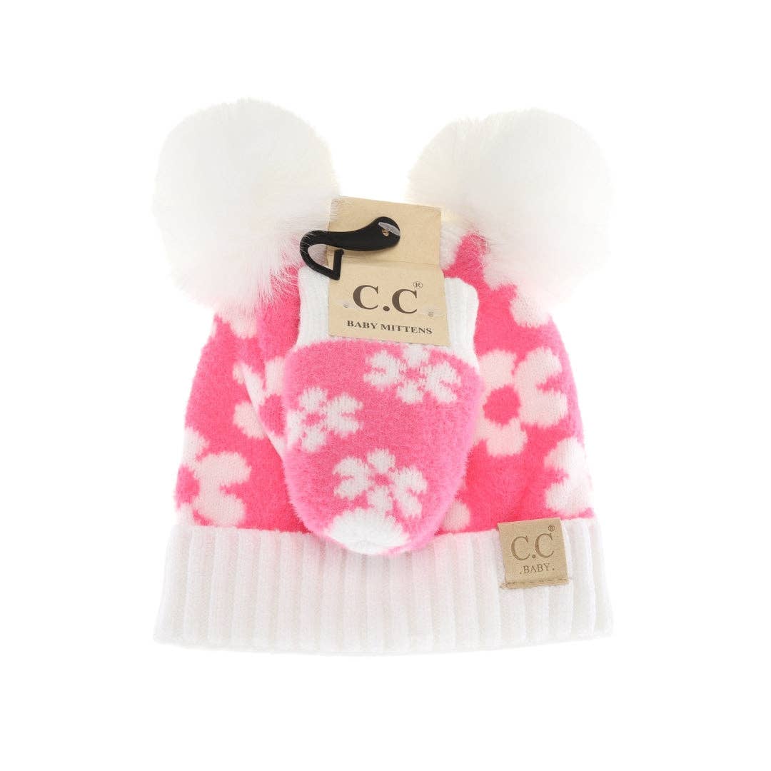BABY Daisy C.C Pom Pom Beanie and Glove Set