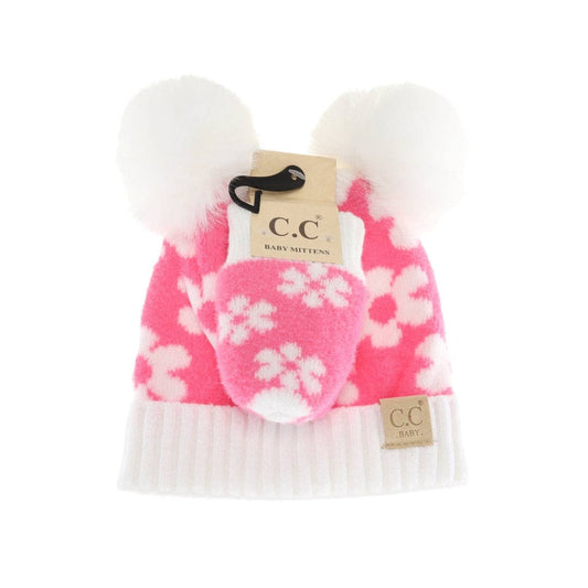 BABY Daisy C.C Pom Pom Beanie and Glove Set