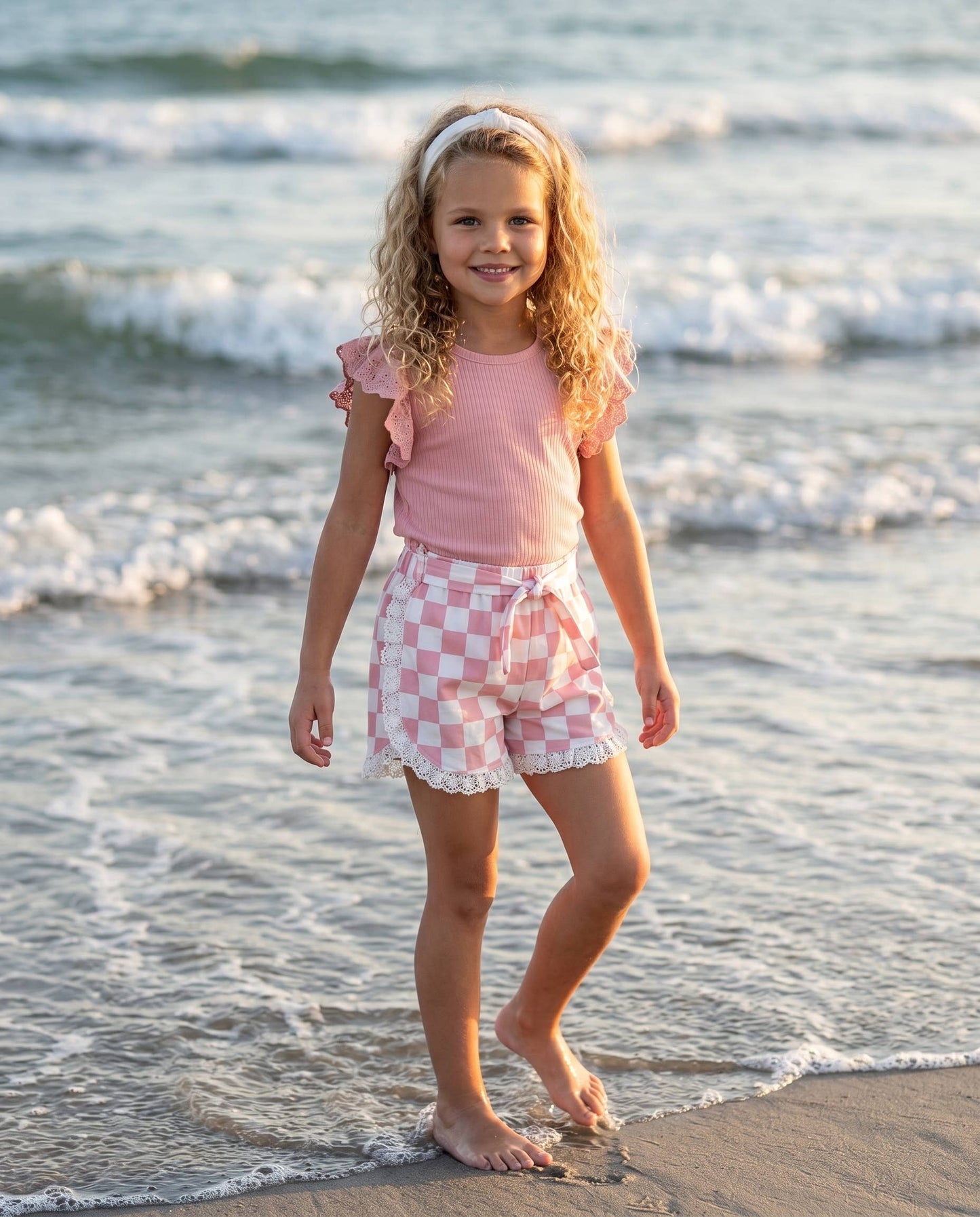 Pink Checkered Short Set