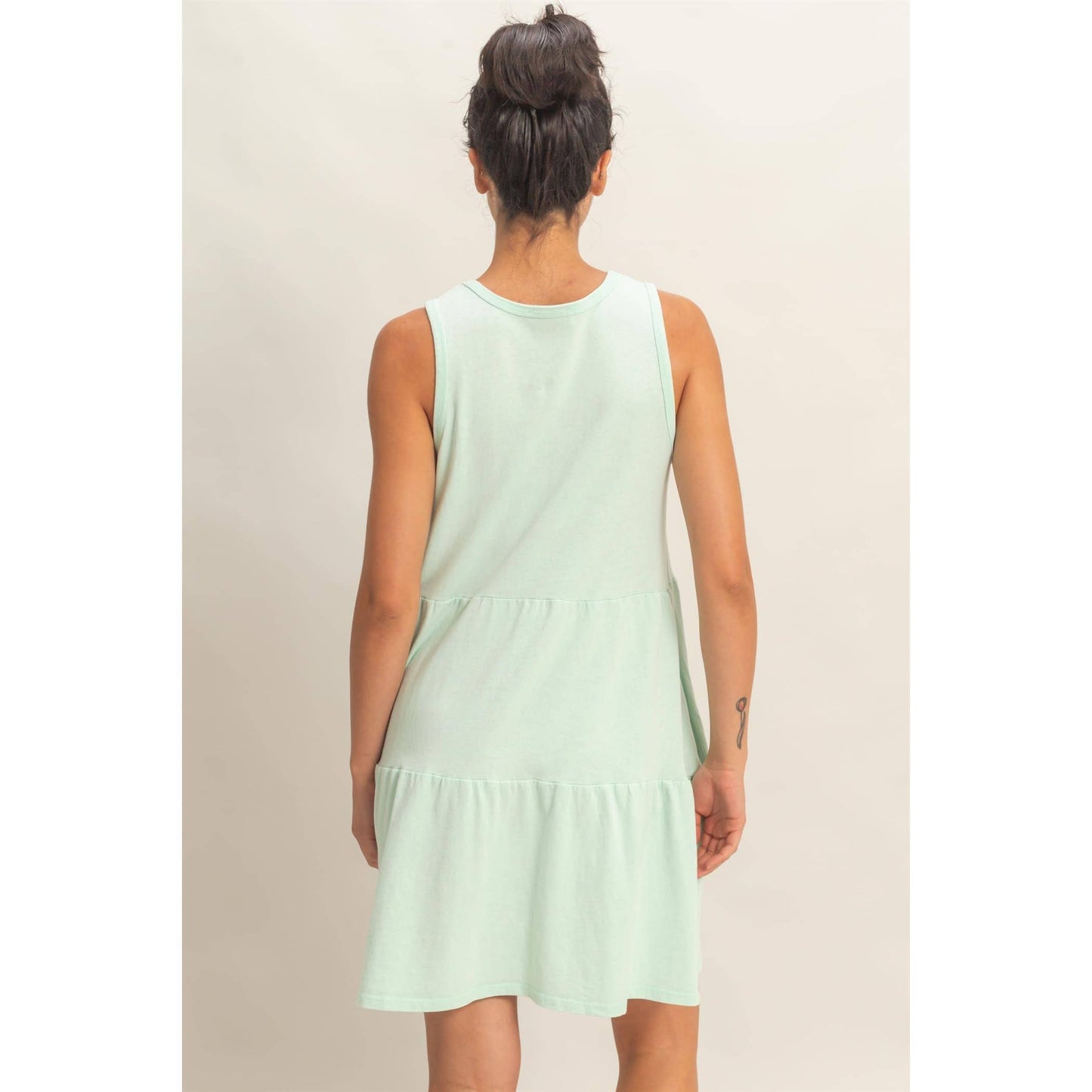 Sleeveless Crewneck Tiered Mini Dress
