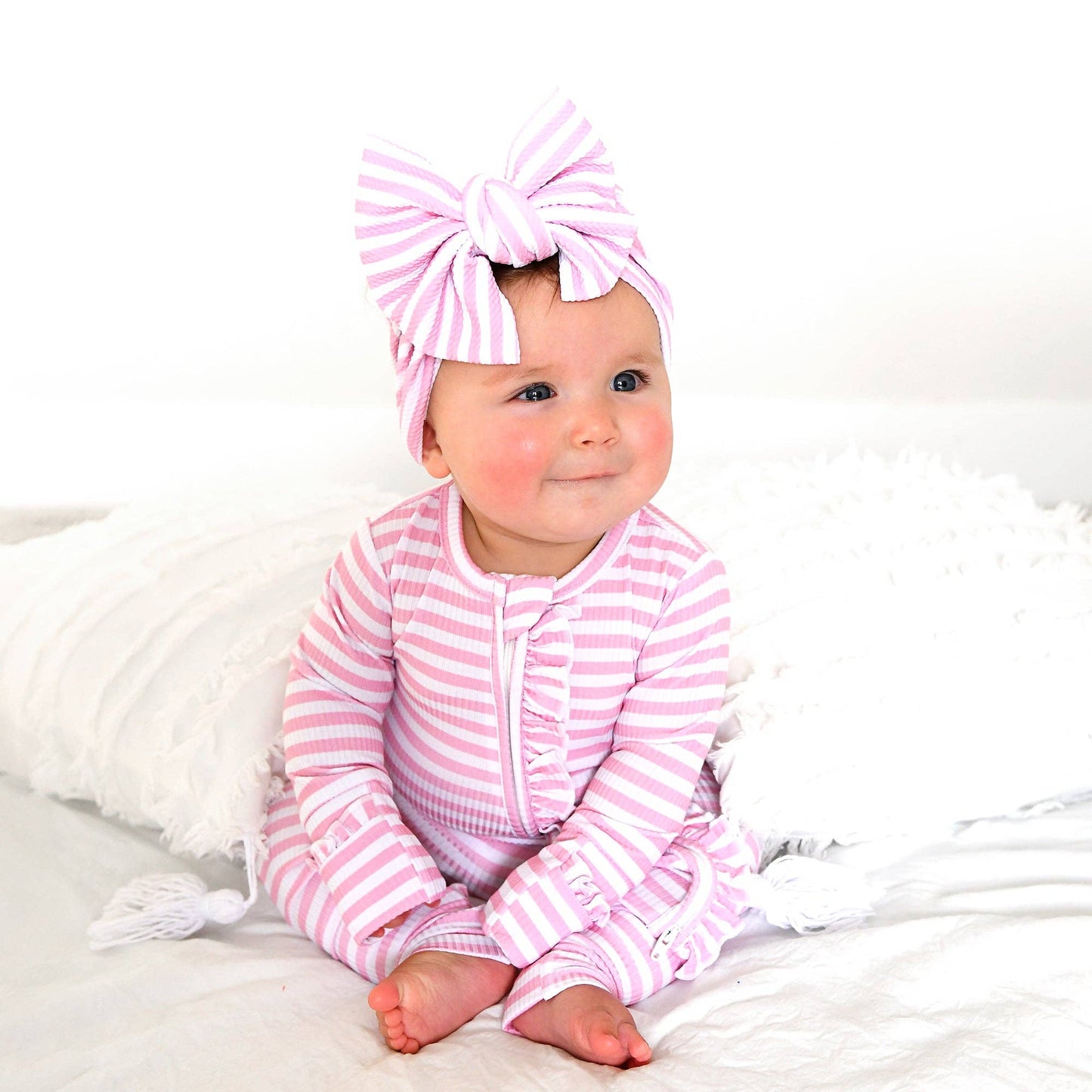 Lana Pink Ribbed RUFFLE ZIP