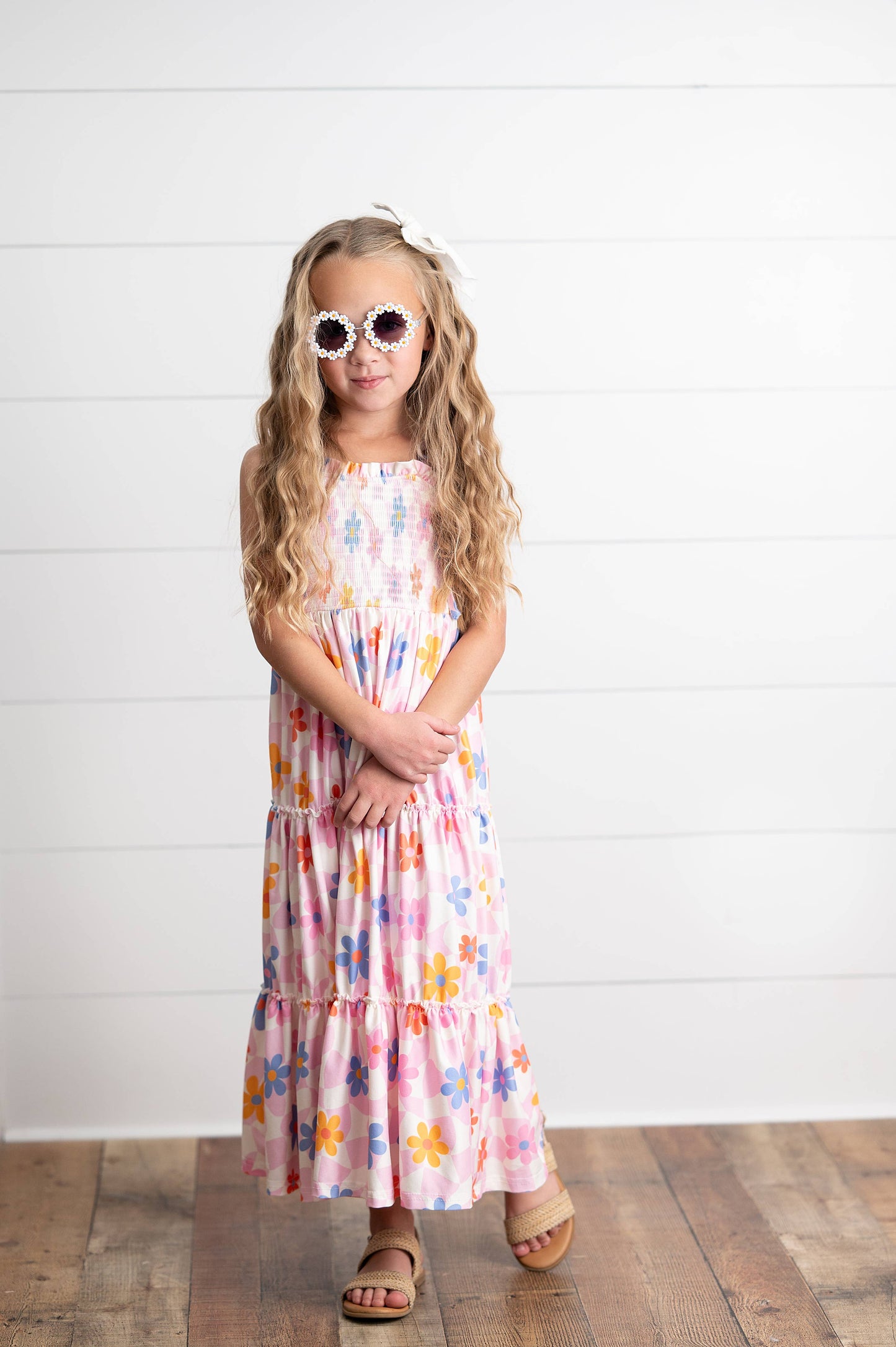 Girls Pink Retro Maxi Dress
