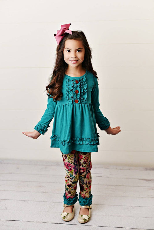 Floral Teal Two Piece Set