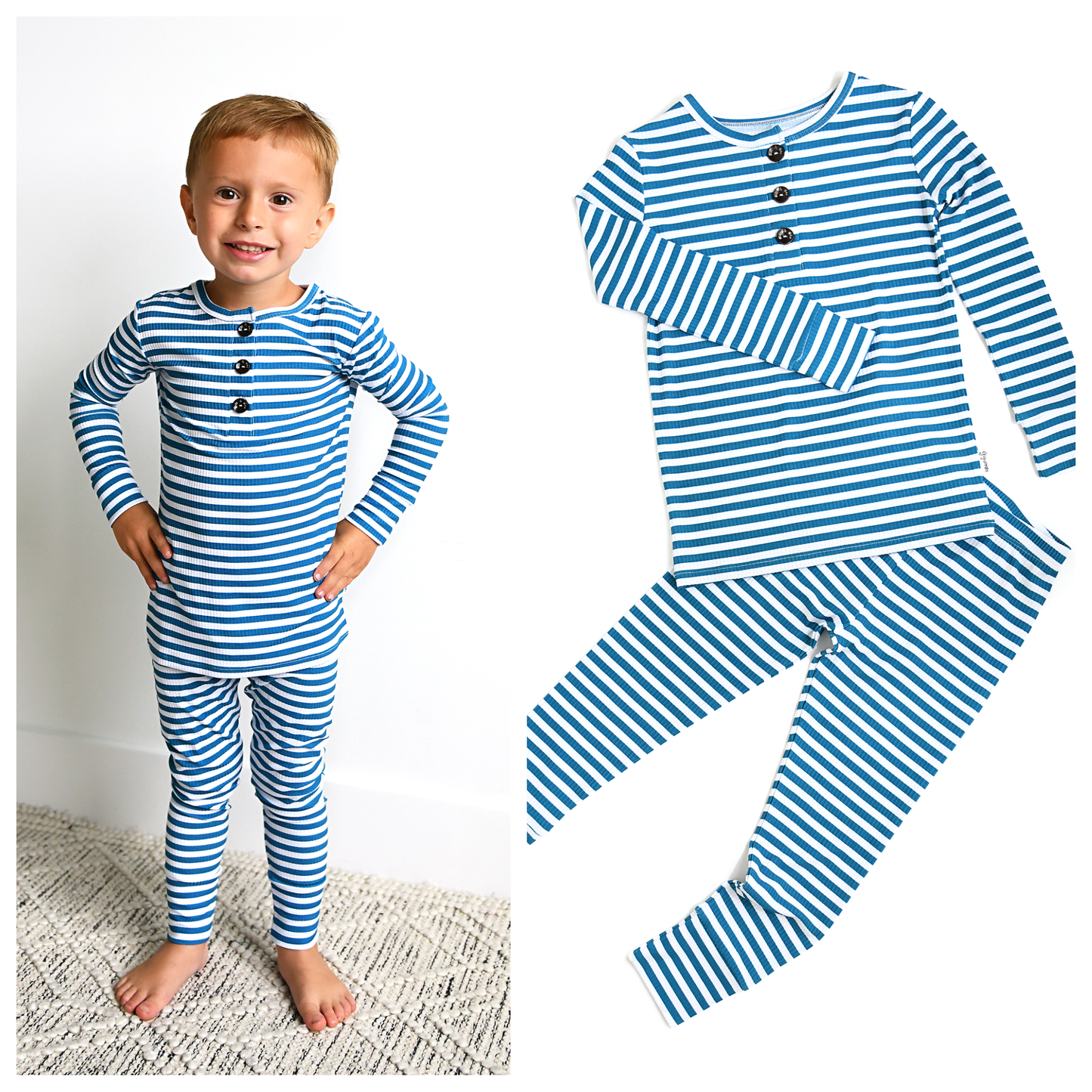 Cooper Blue Ribbed TWO PIECE