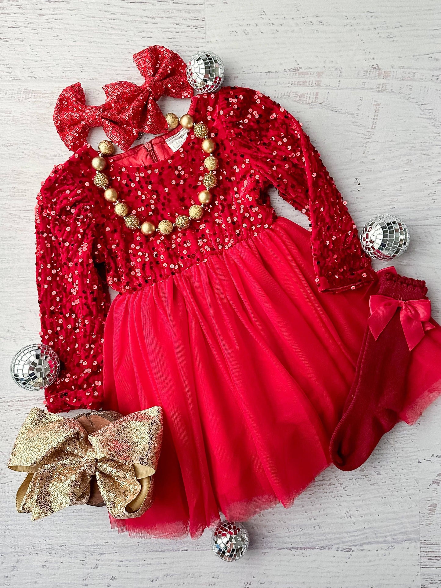 Red Sequin & Tulle Dress