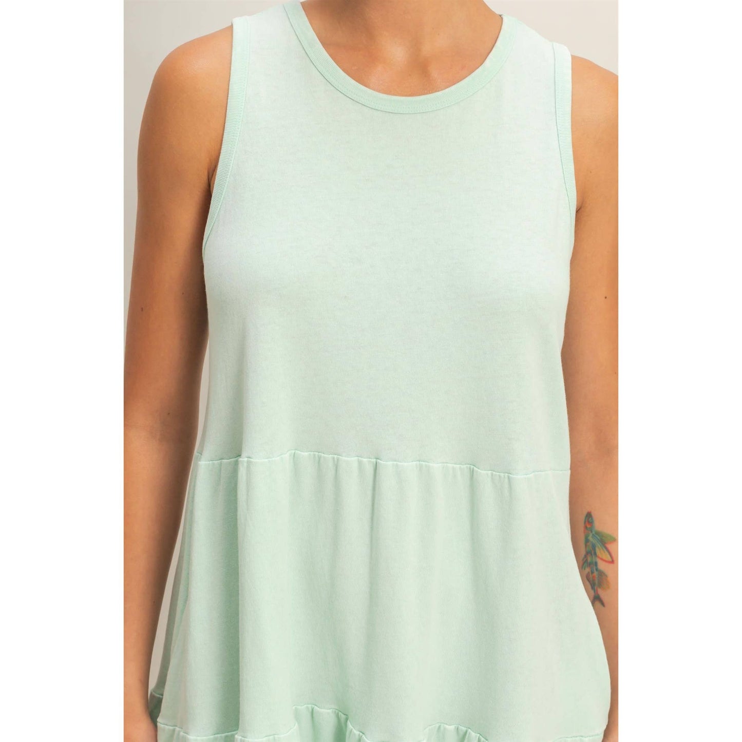 Sleeveless Crewneck Tiered Mini Dress