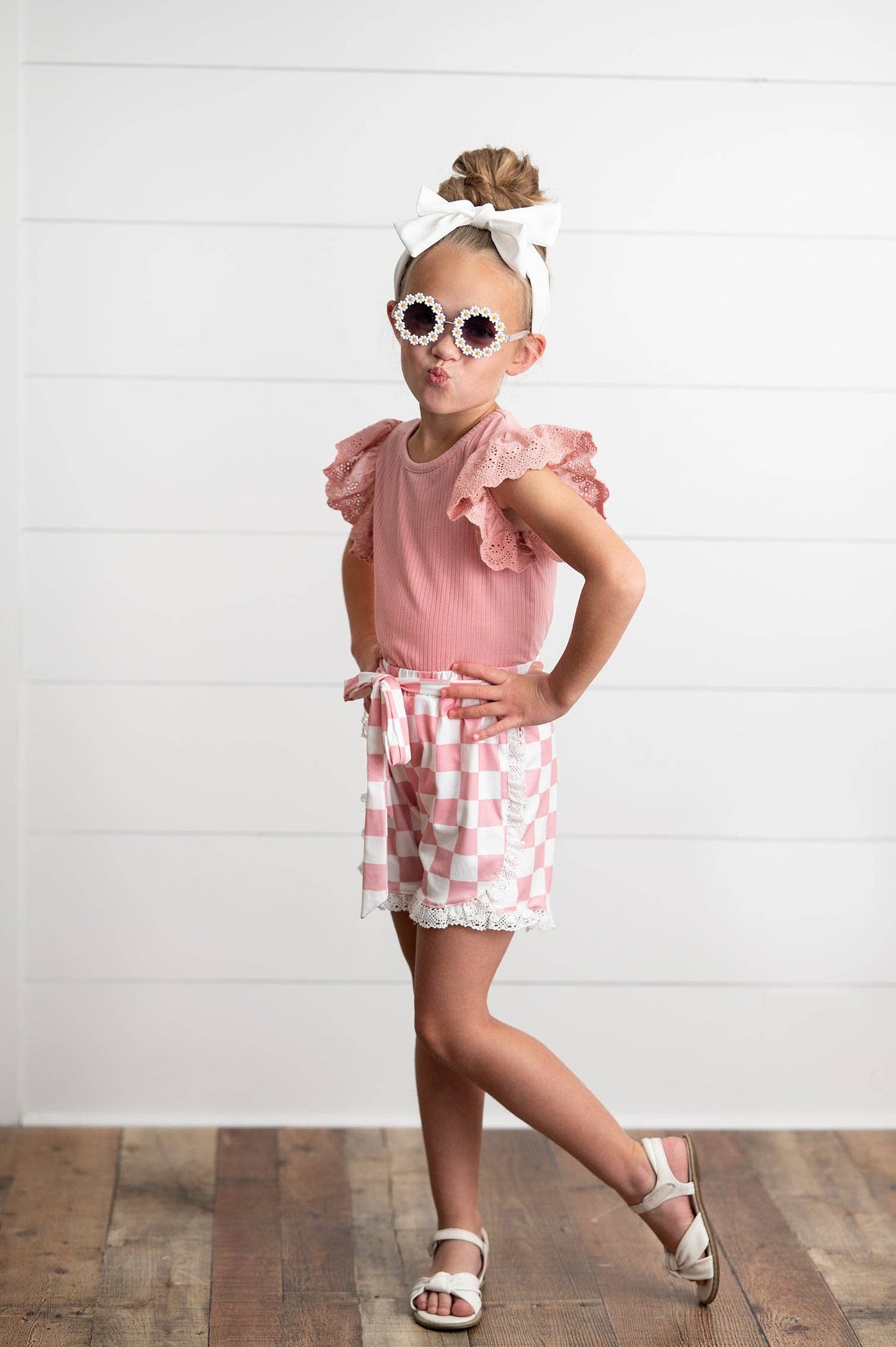 Pink Checkered Short Set