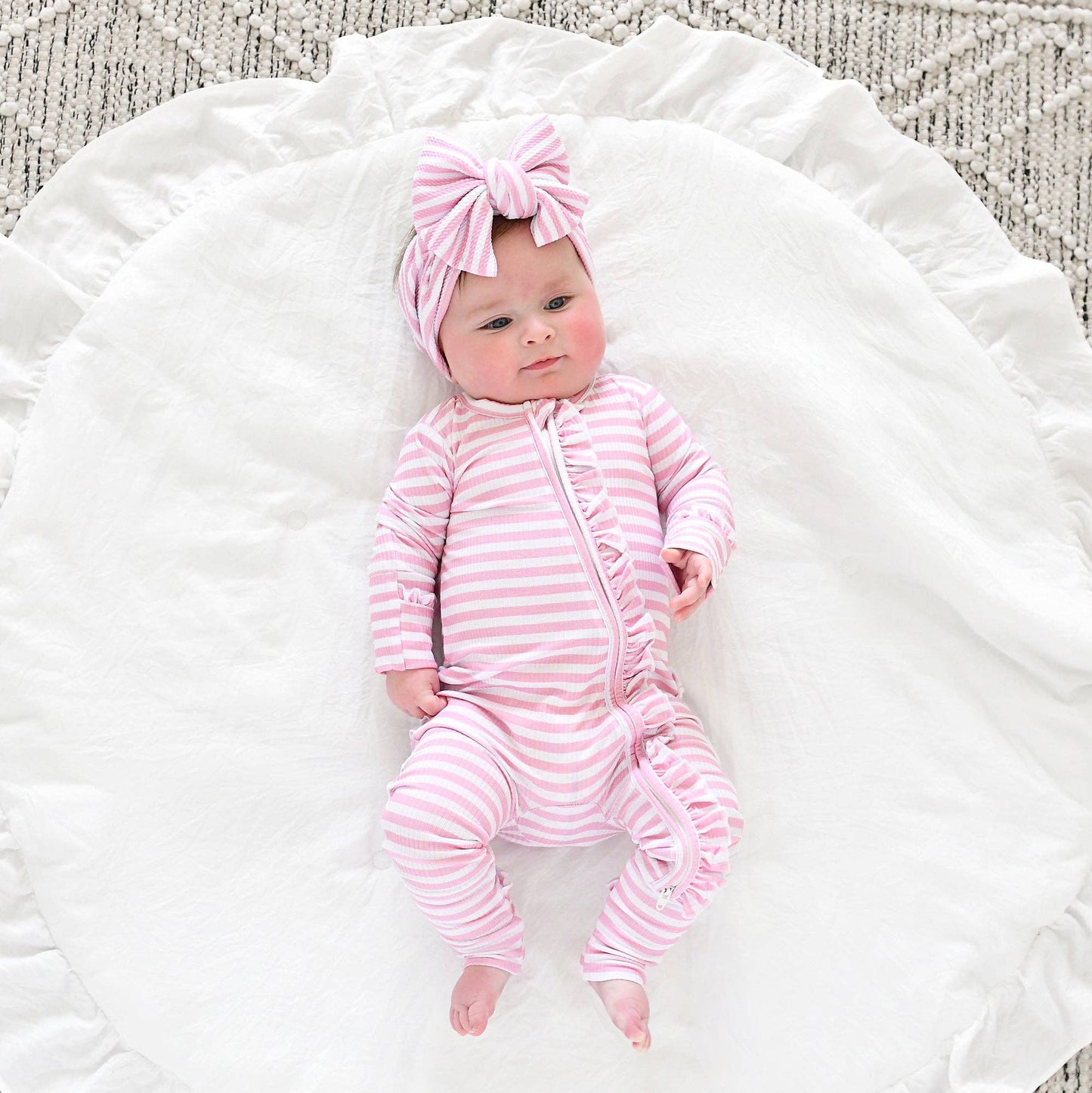 Lana Pink Ribbed RUFFLE ZIP