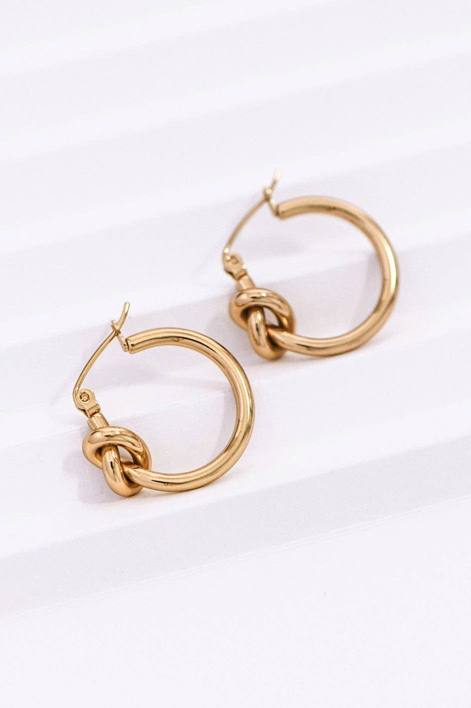 18K Gold Plated Waterproof Stainless Steel Hoop Earrings