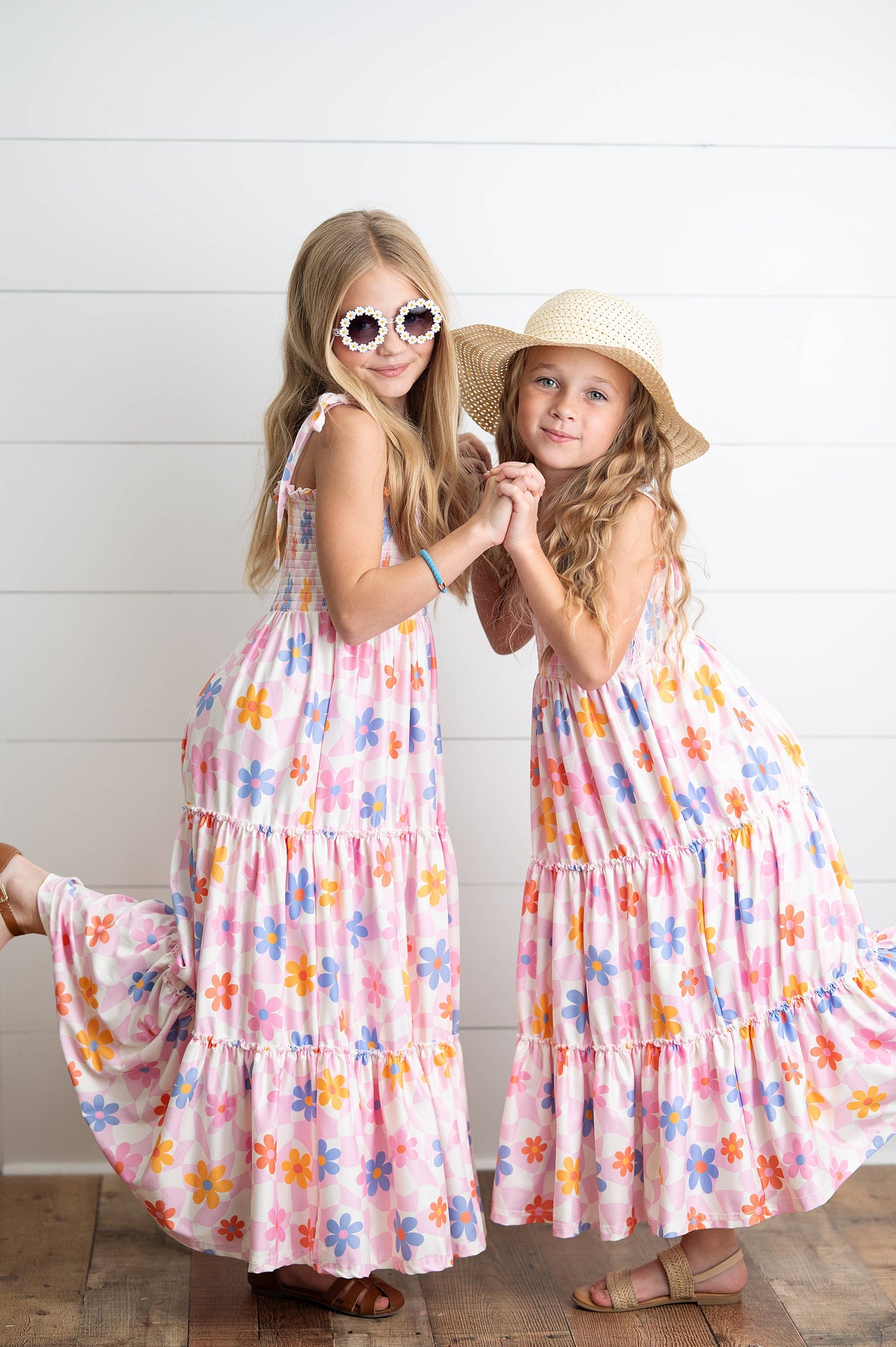 Girls Pink Retro Maxi Dress