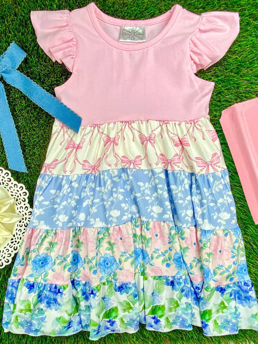 Pink Floral Tiered Dress