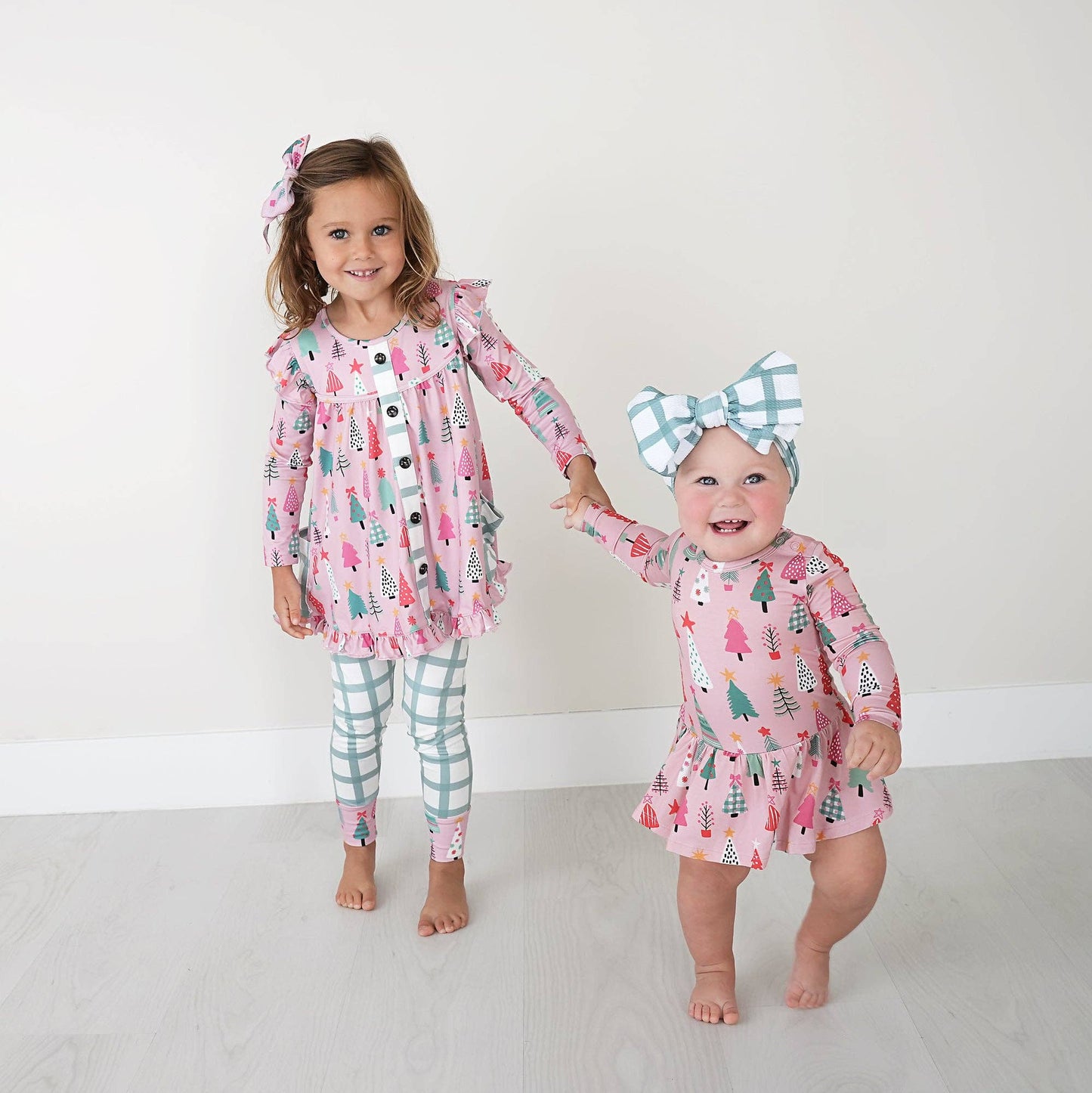 Noelle Pink Trees Peplum Set