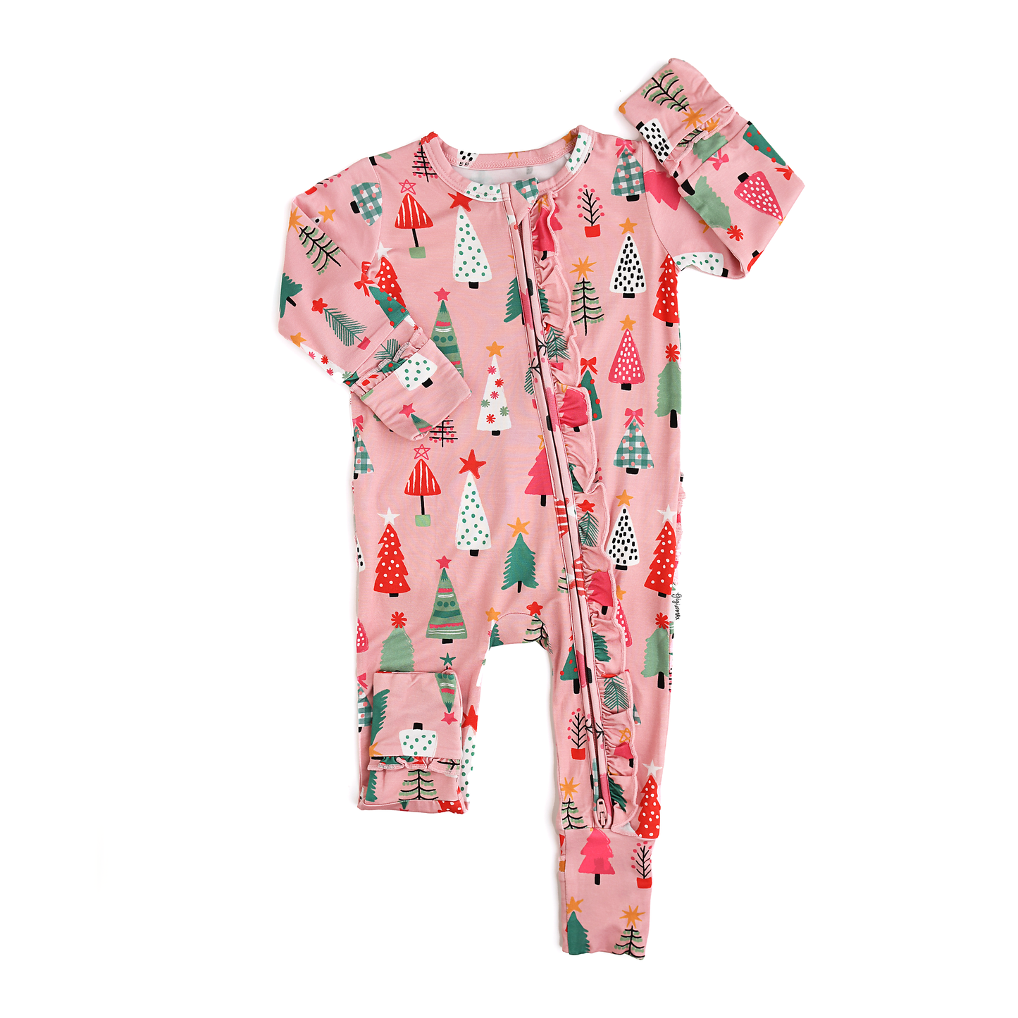 Noelle Pink Trees Ruffle Zip