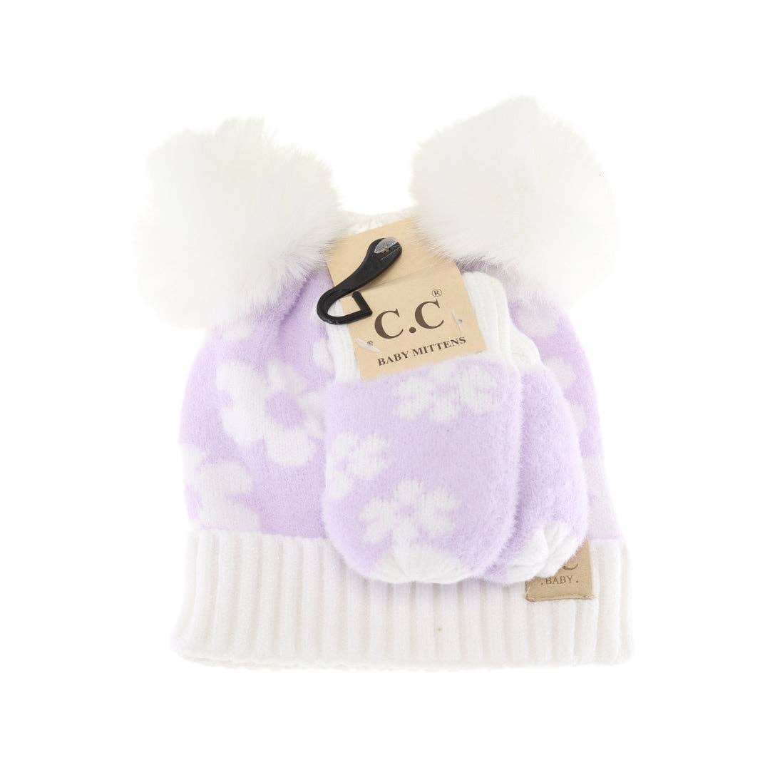 BABY Daisy C.C Pom Pom Beanie and Glove Set