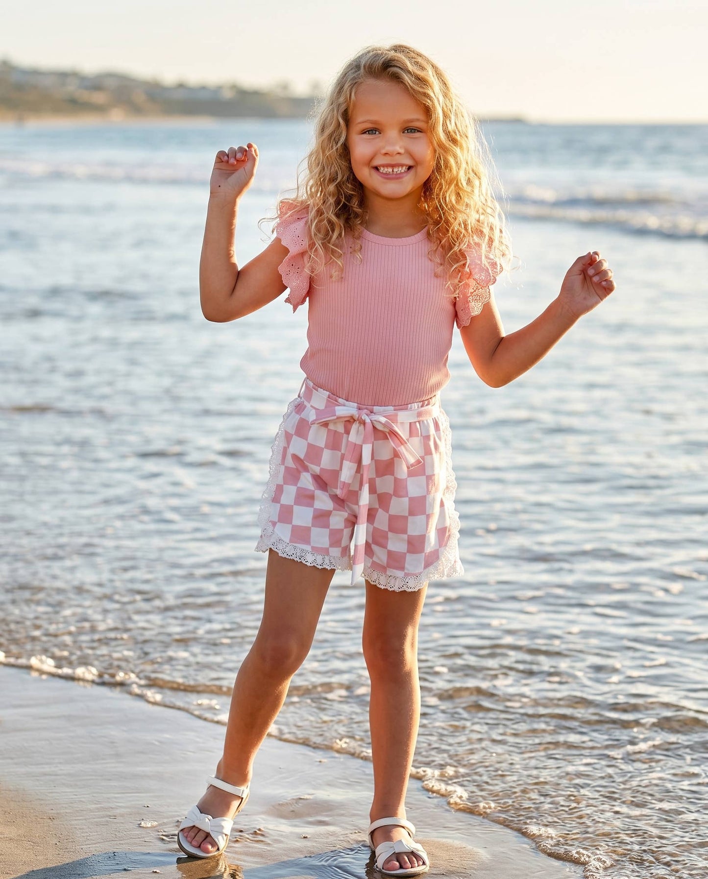 Pink Checkered Short Set