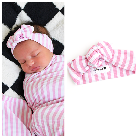 Lana Pink Ribbed TOPKNOT HEADBAND
