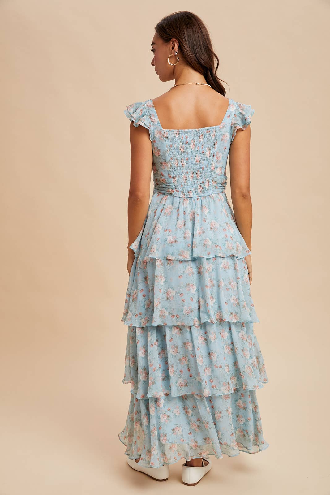 TIERED CHIFFON FLORAL DRESS
