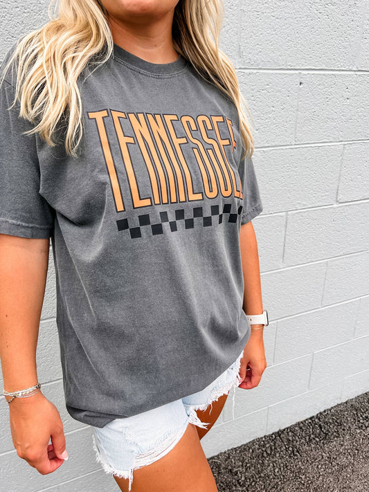 Tennessee Checkered Tee Pepper