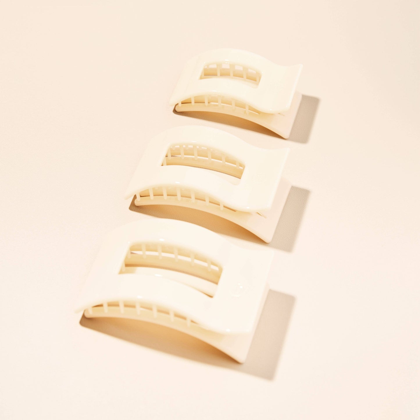 Flat Rectangle Hair Clip In Almond Beige
