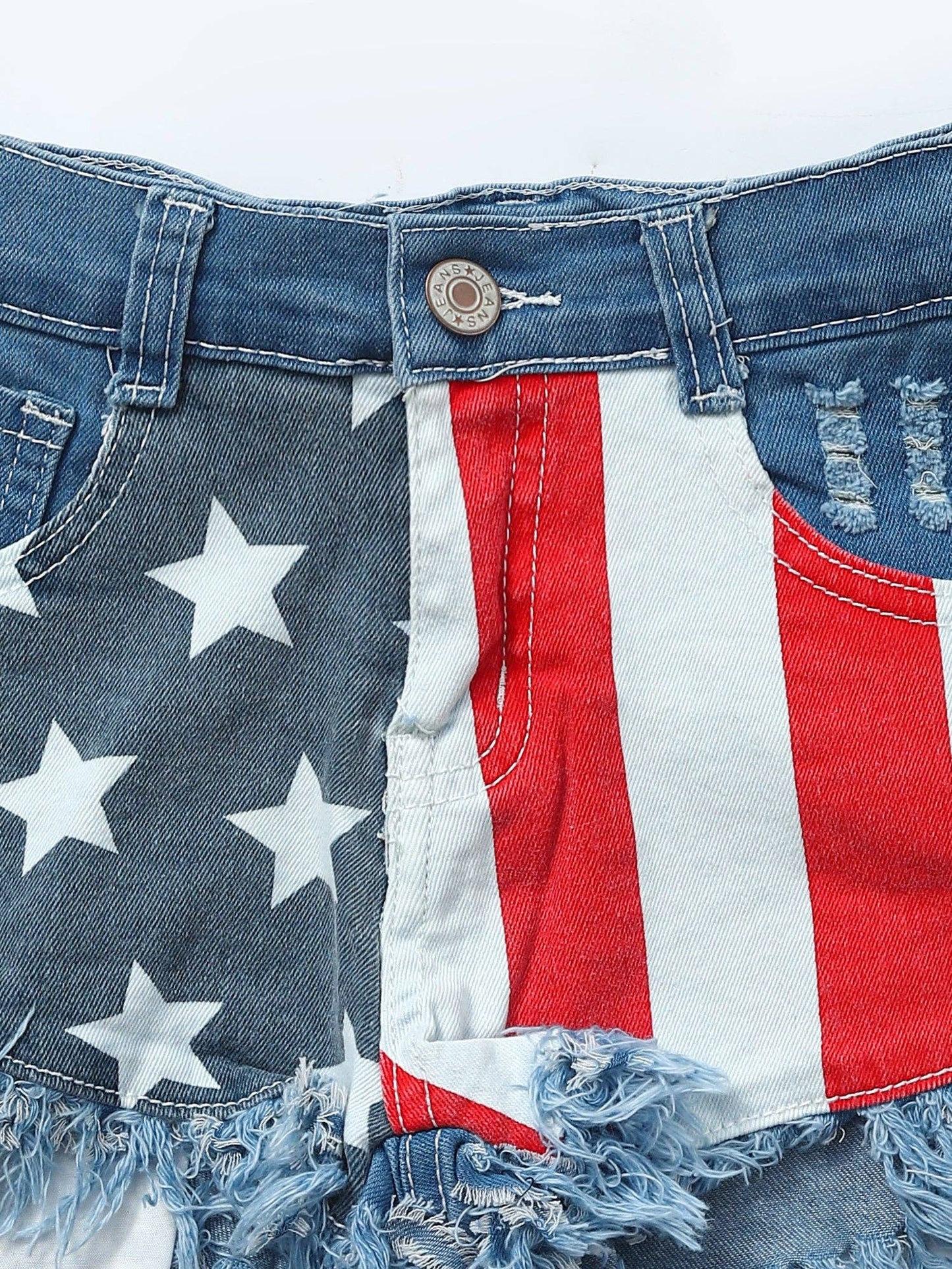 Girls Stars & Stripes Denim Shorts