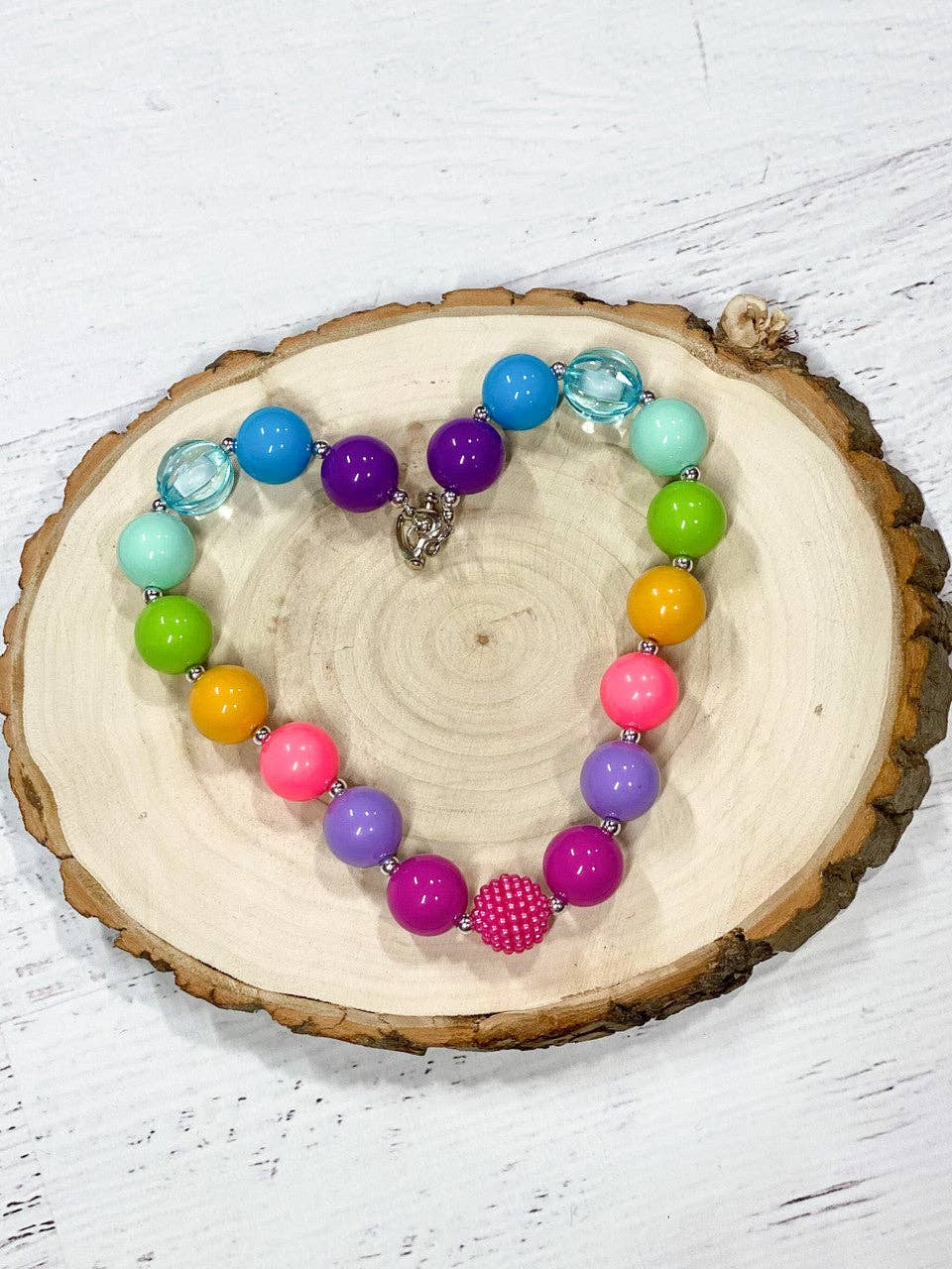 Bright Rainbow Chunky Bead Necklace
