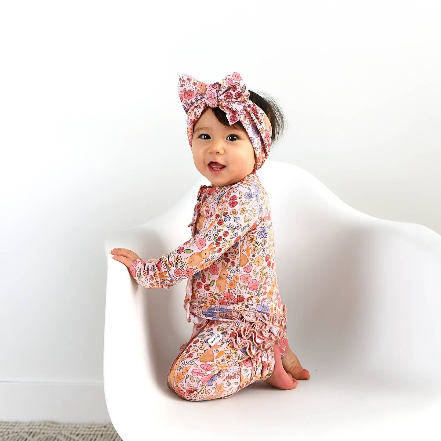 Meadow Floral Bunny Ruffle Zip