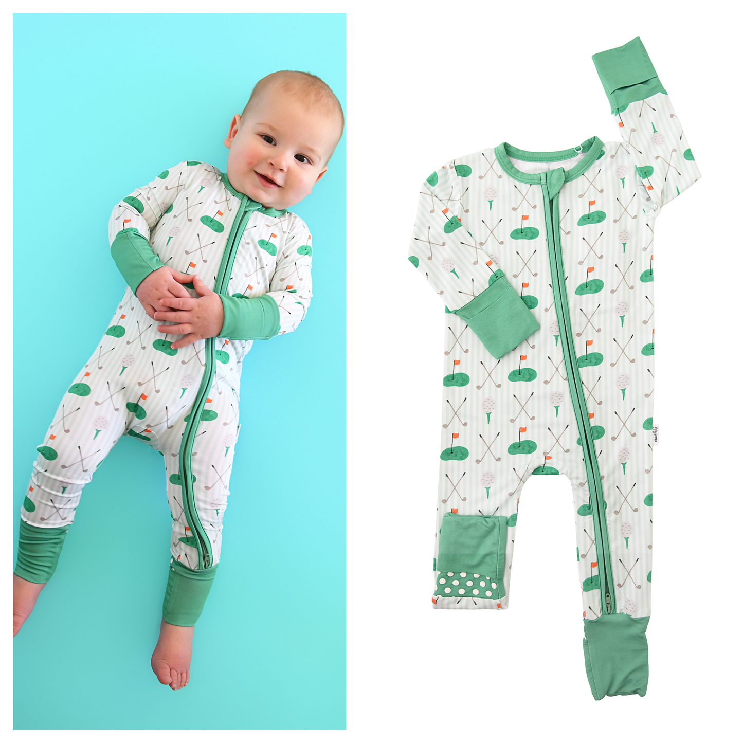 Scottie Golf ZIP Bamboo One Piece Golf Baby Outfit