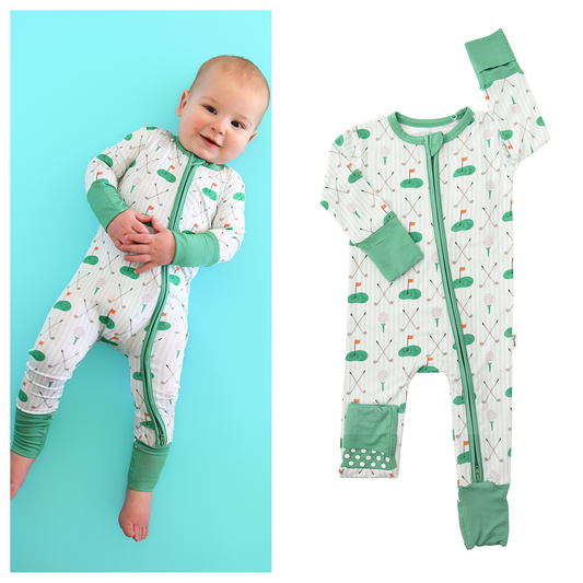 Scottie Golf ZIP Bamboo One Piece Golf Baby Outfit