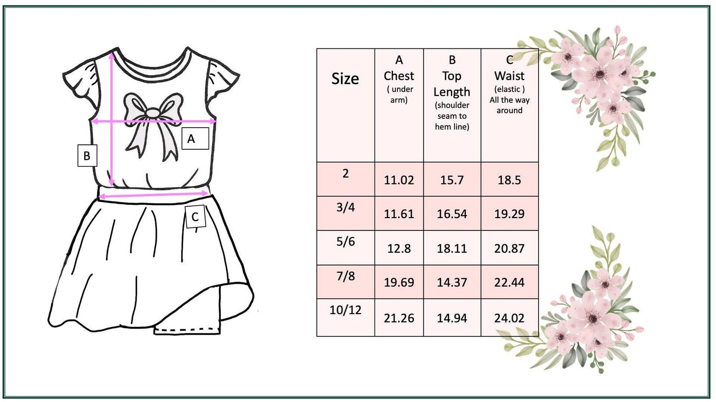 Girls Floral Bow Skort Set