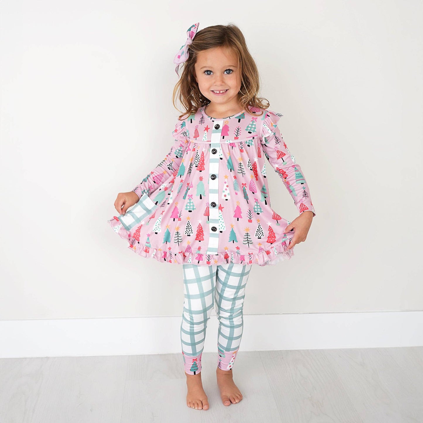 Noelle Pink Trees Peplum Set