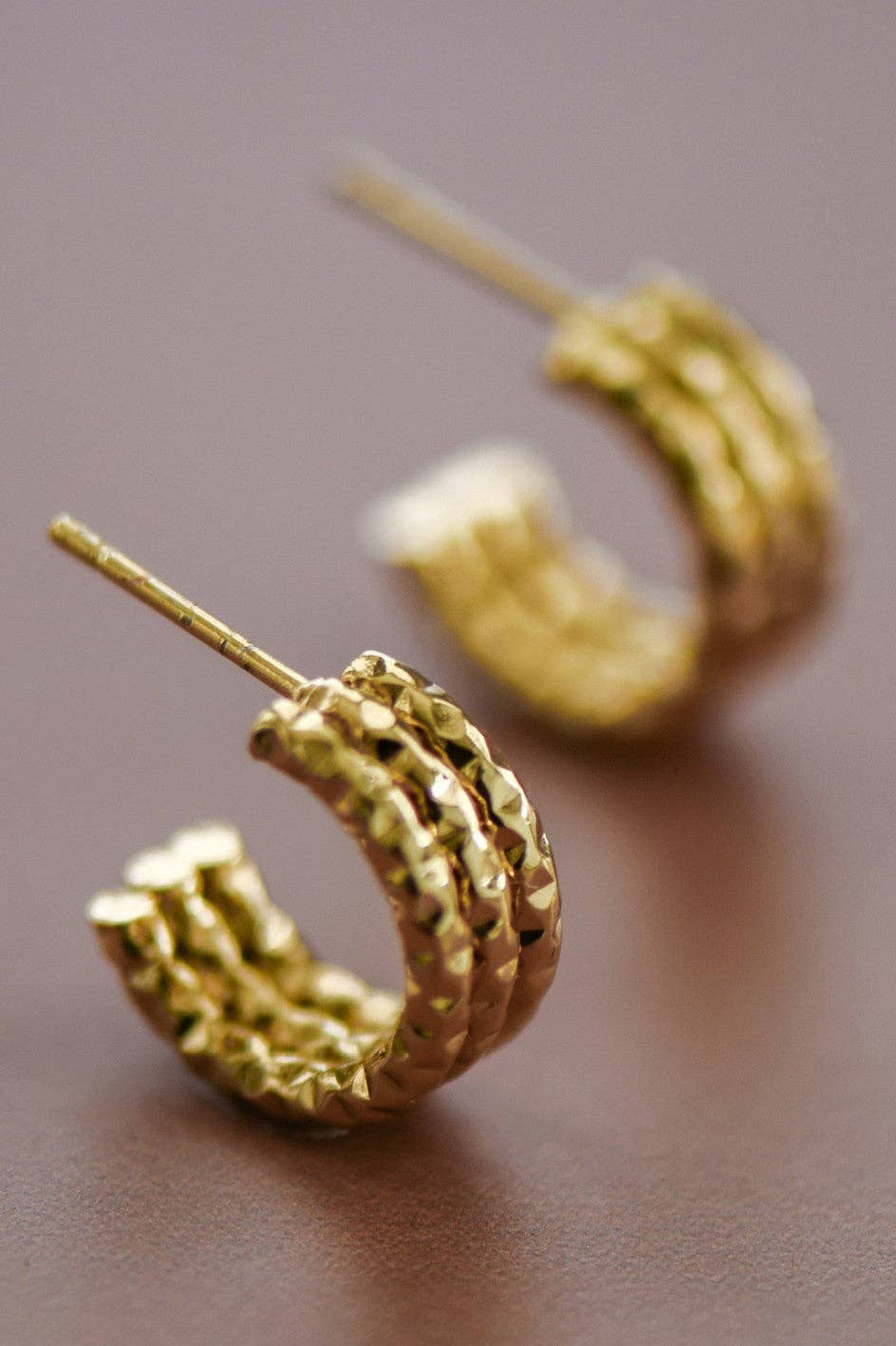 18K Gold Plated Waterproof Stainless Steel Hoop Earrings