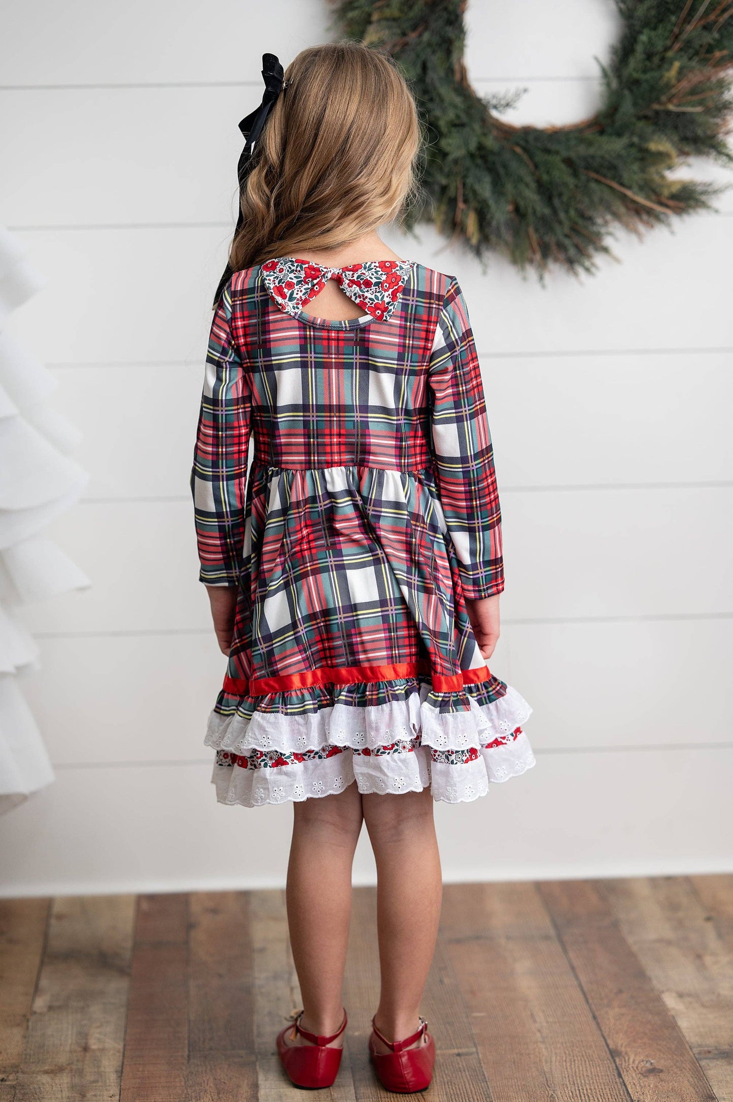 Plaid Lace Ruffle Dress